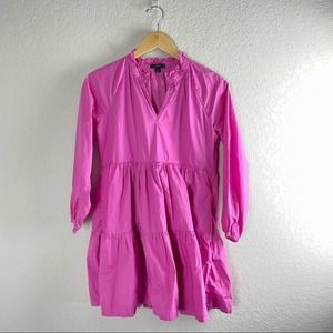 J Crew pink tiered cotton popover swing dress size PS